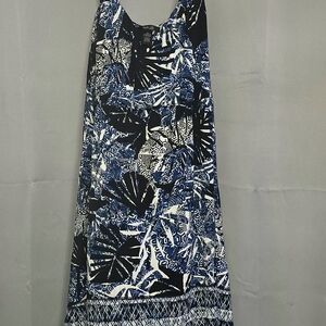 Style & Co. Navy and White Patterned Midi Dress